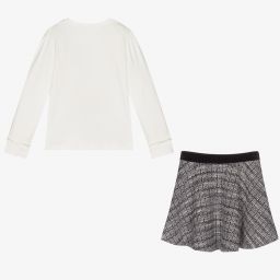 Mayoral-Ivory & Navy Blue Skirt Set | Childrensalon Outlet