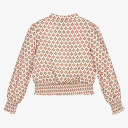 Mayoral-Кремово-розовая блузка с рюшами | Childrensalon Outlet