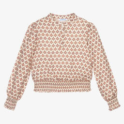 Mayoral-Кремово-розовая блузка с рюшами | Childrensalon Outlet