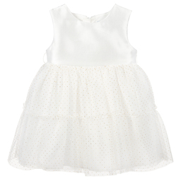 مايورال-فستان أطفال بناتي ساتان وتول لون عاجي وذهبي | Childrensalon Outlet