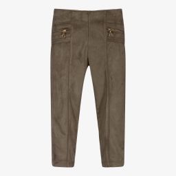 Mayoral-Khaki Green Suedette Leggings | Childrensalon Outlet