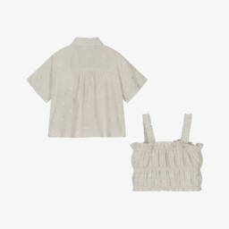 Mayoral-Комплект блузка с акцентом на листья хаки | Childrensalon Outlet