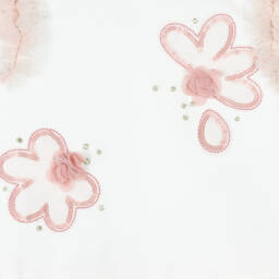 Mayoral-Little Girls Cream & Pink Tulle Gown | Childrensalon Outlet