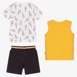 Mayoral-طقم شورت أطفال ولادي قطن لون أبيض وكحلي | Childrensalon Outlet