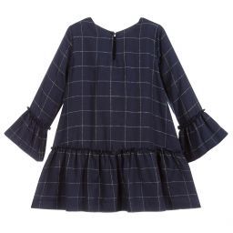 Mayoral-Темно-синее платье в золотистую клетку | Childrensalon Outlet