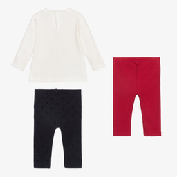 Mayoral-طقم ليغنغز 3 قطع قطن جيرسي لون عاجي وأحمر وكحلي | Childrensalon Outlet