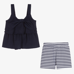 Mayoral-Синий топ и шорты в полоску | Childrensalon Outlet