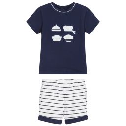 Mayoral Для новорожденных-Комплект с темно-синим топом и шортами в полоску | Childrensalon Outlet