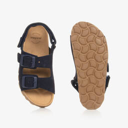 Mayoral-Navy Blue Suede Leather Baby Sandals | Childrensalon Outlet
