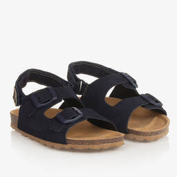 Mayoral-Navy Blue Suede Leather Sandals | Childrensalon Outlet