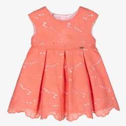 Mayoral-Orange Broderie Anglaise Dress | Childrensalon Outlet