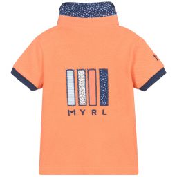 مايورال-توب بولو أطفال ولادي قطن بيكيه لون برتقالي و كحلي | Childrensalon Outlet