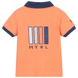 مايورال-توب بولو أطفال ولادي قطن بيكيه لون برتقالي و كحلي | Childrensalon Outlet