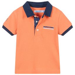مايورال-توب بولو أطفال ولادي قطن بيكيه لون برتقالي و كحلي | Childrensalon Outlet
