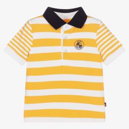 مايورال-توب بولو قطن بيكيه مستدام مقلم لون برتقالي وأبيض للأولاد | Childrensalon Outlet