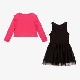 Mayoral-Pink & Black Tulle Dress Set | Childrensalon Outlet