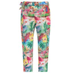 مايورال-بنطلون كريب لون زهري بطبعة ورود للبنات | Childrensalon Outlet