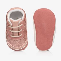 مايورال Newborn-حذاء جلد صناعي غليتر لون زهري لمرحلة قبل المشي للمولودات | Childrensalon Outlet