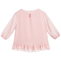 Mayoral-Pink & Gold Chiffon Blouse | Childrensalon Outlet
