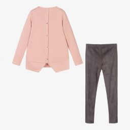 Mayoral-Pink & Grey Heart Leggings Set | Childrensalon Outlet