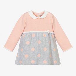 Mayoral Newborn-Pink & Grey Knitted Dress | Childrensalon Outlet