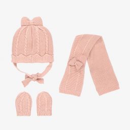 Mayoral Newborn-Pink Hat, Scarf & Mittens Set | Childrensalon Outlet