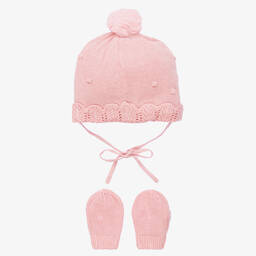 مايورال Newborn-طقم قبعة وسكارف وقفازات مزيج أكريليك لون زهري | Childrensalon Outlet