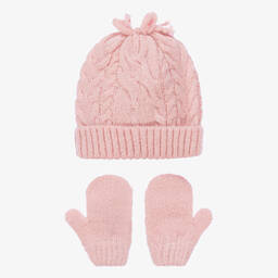 Mayoral-Розовая шапка, шарф и варежки | Childrensalon Outlet