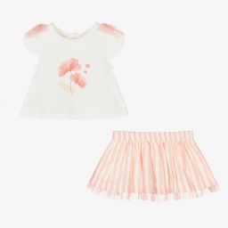 Mayoral Newborn-Pink & Ivory Baby Skirt Set | Childrensalon Outlet