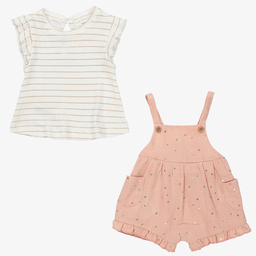 Mayoral Для новорожденных-Кремово-розовый комплект с полукомбинезоном | Childrensalon Outlet