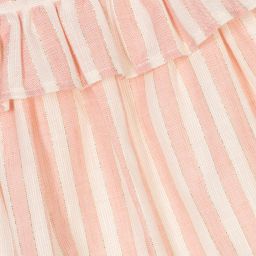 مايورال Newborn-طقم فستان مزيج كتان وقطن مقلم لون زهري وعاجي | Childrensalon Outlet