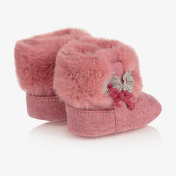 Mayoral Newborn-Pink Knit Pre-Walker Booties | Childrensalon Outlet