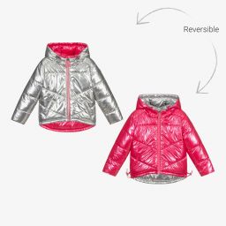 Mayoral-Розово-серебристая двусторонняя куртка | Childrensalon Outlet