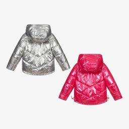 Mayoral-Розово-серебристая двусторонняя куртка | Childrensalon Outlet