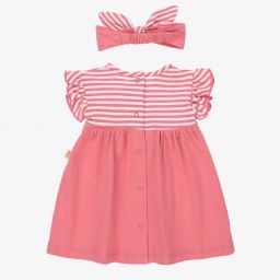 مايورال Newborn-طقم فستان قطن جيرسي مقلم لون زهري وعاجي | Childrensalon Outlet