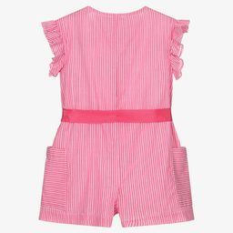 Mayoral-Pink Striped Cotton Playsuit | Childrensalon Outlet