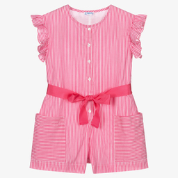 Mayoral-Pink Striped Cotton Playsuit | Childrensalon Outlet