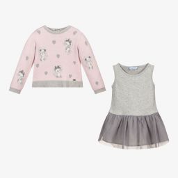 Mayoral-Pink Sweater & Dress Set | Childrensalon Outlet