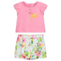 Mayoral-Pink T-Shirt & Shorts Set | Childrensalon Outlet