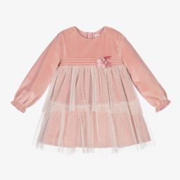 Mayoral Newborn-Pink Velvet & Tulle Dress | Childrensalon Outlet