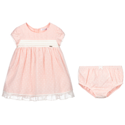 Mayoral Newborn-Pink & White Baby Dress Set | Childrensalon Outlet