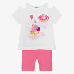 Mayoral-Pink & White Cotton Playset for Girls | Childrensalon Outlet