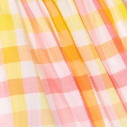 مايورال-فستان قطن كاروهات لون زهري وأصفر | Childrensalon Outlet