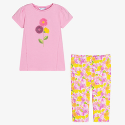 Mayoral-Pink & Yellow Leggings Set | Childrensalon Outlet