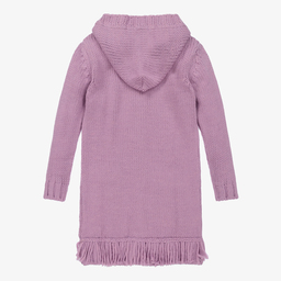 مايورال-كارديغان طويل أكريليك وصوف محبوك لون أرجواني للبنات | Childrensalon Outlet