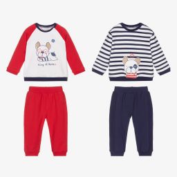 مايورال Newborn-تراكسوت قطن جيرسي مستدام لون أحمر وأبيض وكحلي للمواليد (عدد 2) | Childrensalon Outlet