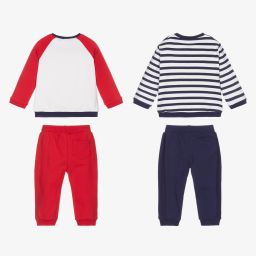 مايورال Newborn-تراكسوت قطن جيرسي مستدام لون أحمر وأبيض وكحلي للمواليد (عدد 2) | Childrensalon Outlet