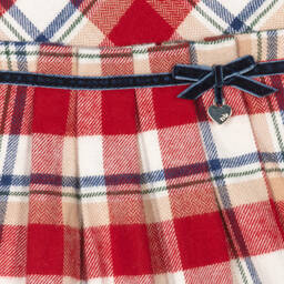 Mayoral Newborn-فستان قطن كاروهات لون أحمر وعاجي للمولودات | Childrensalon Outlet