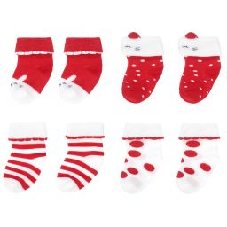 مايورال Newborn-جوارب قطن لون أحمر للأطفال (عدد 4) | Childrensalon Outlet