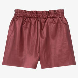 مايورال-شورت جلد صناعي لون أحمر برغندي للبنات | Childrensalon Outlet